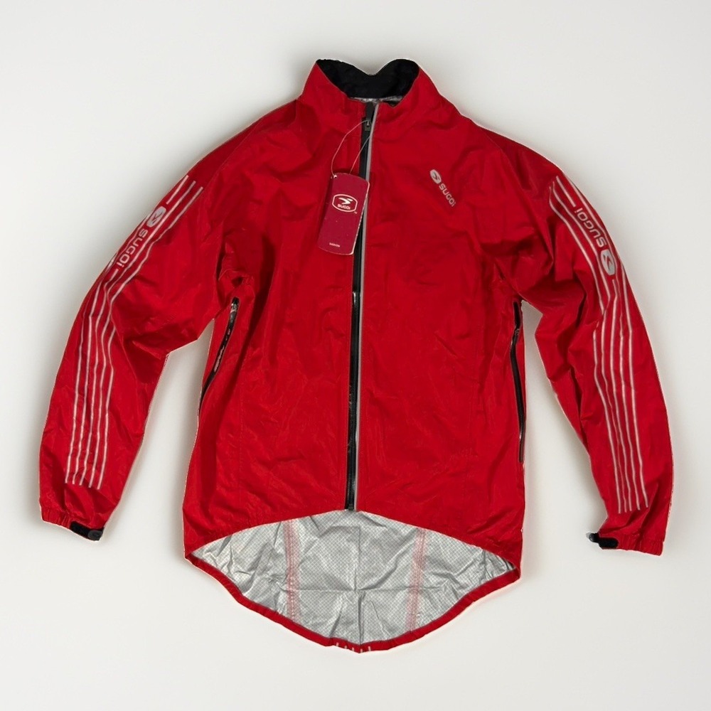 SUGOI RPM Men's Cycling Jacket S Red Full Zip Reflective Lightweight